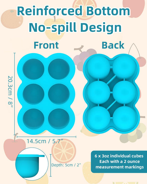 6 3 Baby Food Freezer Tray with Lid, x Ounce Silicone Freezer Molds Storage Container for Homemade Baby Food, Breast