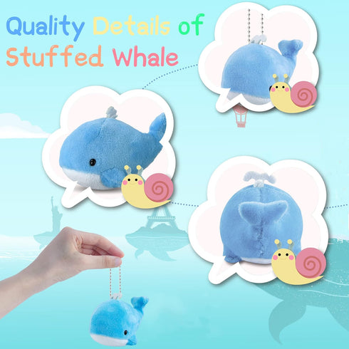 Whale Plush Toy Set BB Funhouse 6 Packs Soft Easter Animal Stuffed Plush Key Chain Set for Kids, 3.14inch