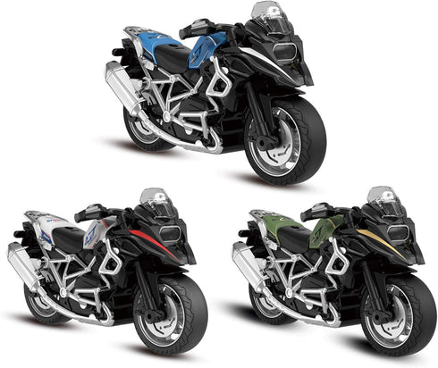 Diecast Motorcycle Toy - Pull Back Cars with Sound and Light for Boys Age 3-9 (White)