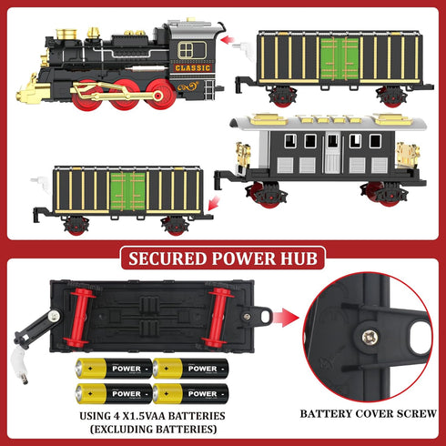 Set Set 3 4 5 6 7 8+ Train Train Toys for Boys with Smokes, Lights and Sound (ON/Off), Train Under Christmas Tree