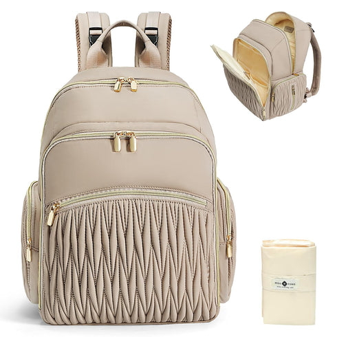 Backpack 16 Mommy Backpack Miss Fong Diaper Bag - Quilted Travel Baby Bag with Changing Pad, Pockets, Waterproof, Large