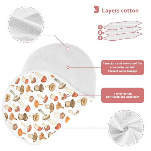 KICPOAY 2 22 11 Inch Muslin Baby Burp Cloths, Forest Mushroom Muslin Baby Bibs Rags Comfy Soft Absorbent in for Newborn