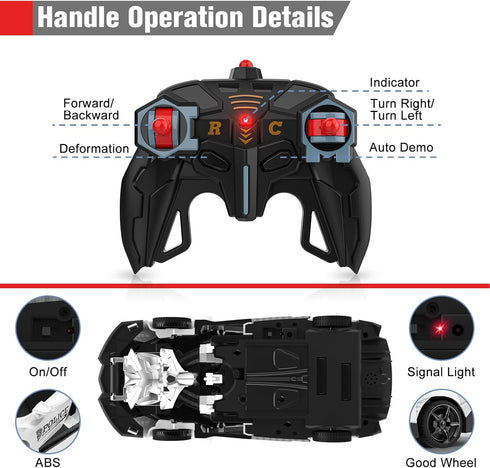 BLUEJAY Transform Rc Cars for Boys 4-12, 2.4Ghz 1:18 Scale Remote Control Car Transforming Robot