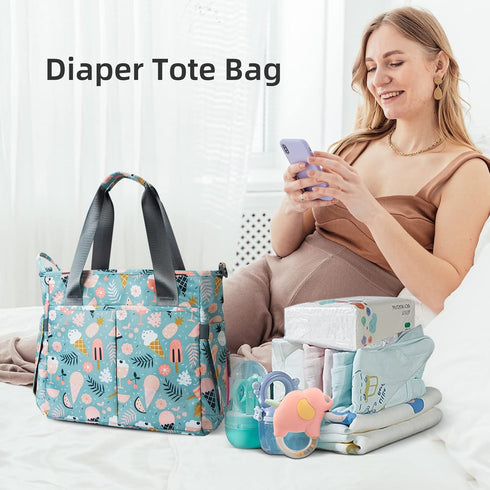 Diaper Bag Tote Satchel Waterproof Messenger Baby Diaper Bags for Mom and Dad Multifunction Medium Travel Tote