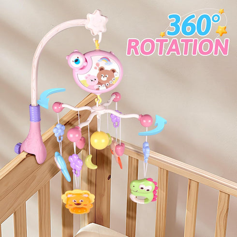 RSEPD Pack Crib Mobile with Music and Lights, Baby Mobiles for Cribs, Nursery Musical Mobile for Bassinets Toys Hanging