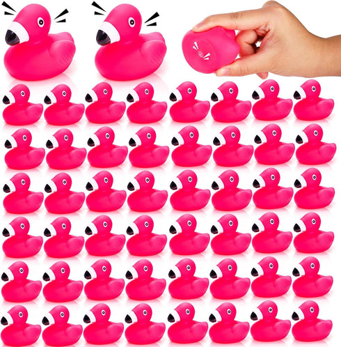 Goaste 50 Pieces Flamingo Rubber Ducks Bulk, Pink Flamingo Bath Toys, Cute
