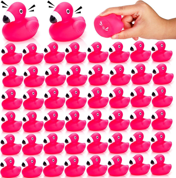 Goaste 50 Pieces Flamingo Rubber Ducks Bulk, Pink Flamingo Bath Toys, Cute