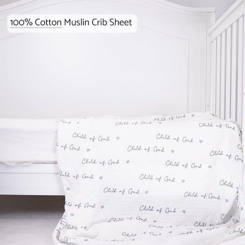 1 Pack, 100% 52"x28" LollyBanks Muslin Crib Sheet Cotton Baby Crib Sheet for Boys and Girls, Soft and Breathable