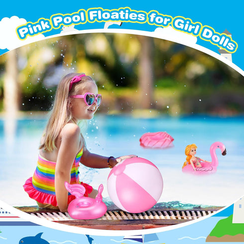 CHENGU 6 Pcs Pool Floaties for Girl Dolls - Swim Accessories Set for 11.5" Dolls