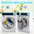 Playset Set Kids Toy Washing Machine, Realistic Pretend Play Appliance for Girls, Interactive Toy Dollhouse Furniture