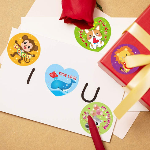 600 Valentines Sticker for Kids, Heart Animal Sticker for Valentine’s Day Party Decoration