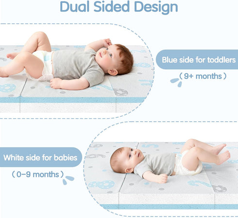 Pack 38"x26" Pack Trifold and Play Mattress Pad - Dual-Sided Memory Foam N Play Mattresses - Foldable Portable Travel