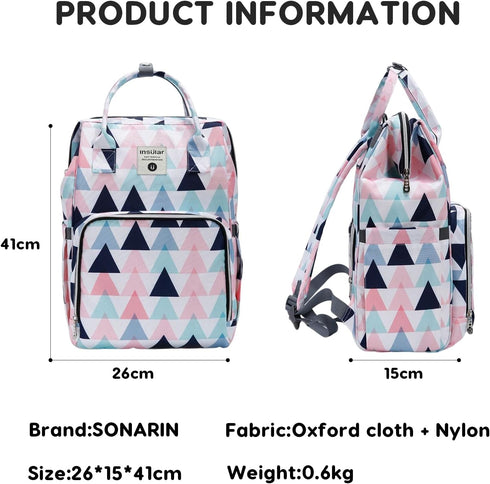 SONARIN Backpack,Travel Mommy Stylish Multifunctional Diaper Bag Nappy Changing Bag Bag with Changing Mat & Stroller