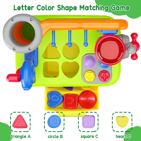 Musical Learning Workbench Baby Toys for 1 Year Old Boy Girl, Early Educational Sound Shape Tool Set for Kids Age 1-2