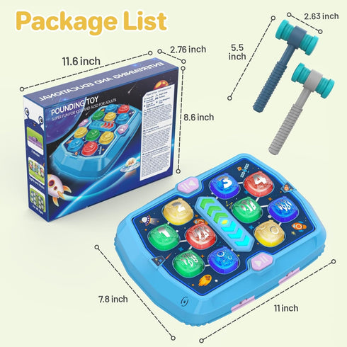 3 4 5 6+ 3 2 Hammers, 3-10 WAYKEE Whack a Game Mole, Toys for Year Old Boys Girls, Interactive Toddler Boy Girl Toys