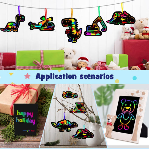 ZMLM Scratch Paper Art Set for Kids, Rainbow Magic Scratch Off Craft Supplies for Birthday Party Gifts