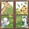Double-Sided Safari Animal Window Stickers for Baby Nursery, 22.44 x 21.25 Inch Watercolor Jungle Clings Tiger Lion
