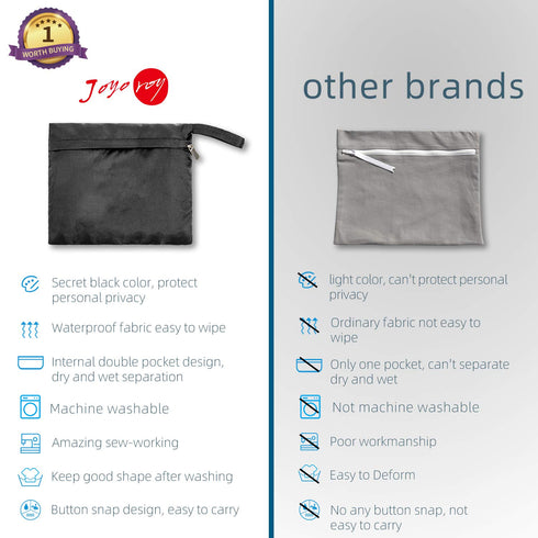 Joyo roy Small Wet Bag Mini Wet Bag Period Bag Black for Private Secret Waterproof Reusable for Girls Women Multi Use