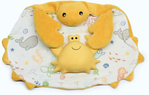 Tikiri Set Organic Cotton Crab Lovey Bundle - Baby Teether and Bath Toy