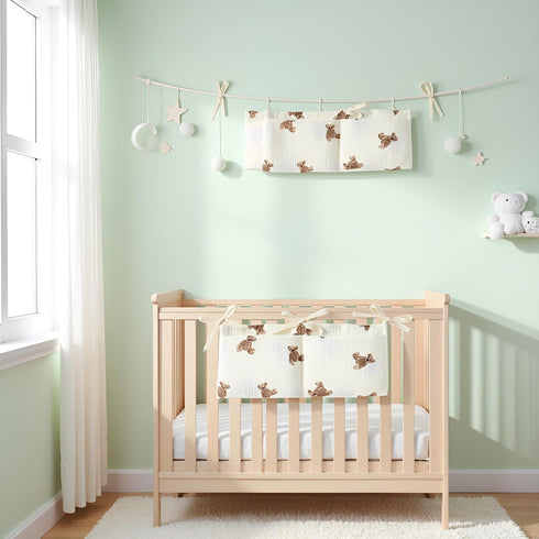 Dwuww White Bedside Hanging Bags Milk Bottle Bib-Storage Crib Organizer Baby Nappy-Dormitory Bed-Bunk Organizing Bag