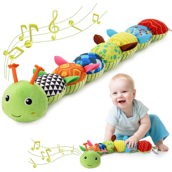 Baby Toys 0 to 12 Months, Musical Stuffed Animal Activity Toys for Newborn Boys Girls, Caterpillar Green