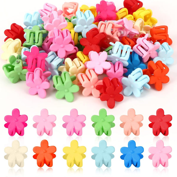 JANYUN 50 Pcs Colorful Mini Hair Claw Clips, Small Hair Accessories for Women, Assorted Colors (Floral)
