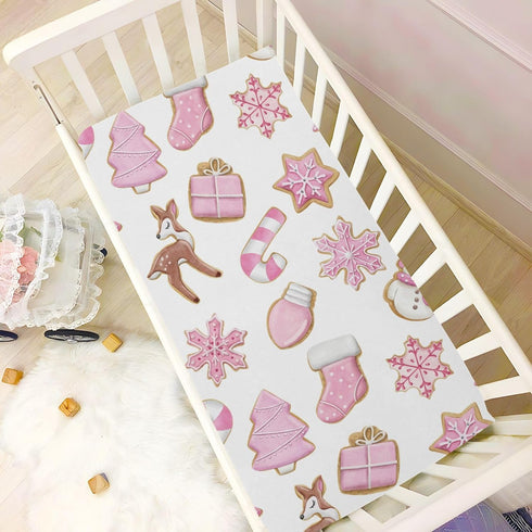 J JOYSAY Pack Pad,39 27 Pink Christmas Cookies Fitted Crib Sheet for Boys Girls Baby Crib Sheet Crib Mattress Sheet