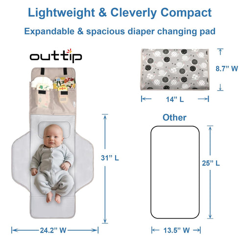 31" 24.2" 1-36 X Extra Long Large Lightweight Toddler Diaper Changing Pad Travel, Cute Design Month Infant Foldable
