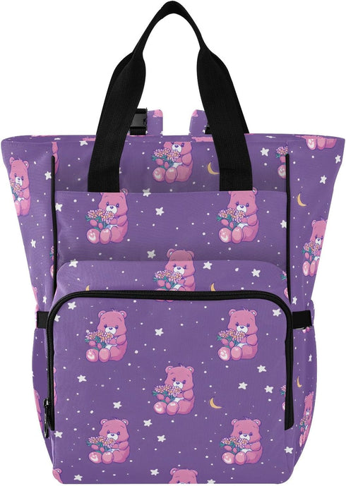 SUABO Powder-colored Bear Cub Hoshiboshi Fuuka Pattern Baby Diaper Bag Backpack Large Bag