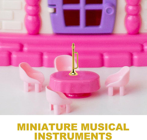 Zerodeko 10PCS Dollhouse Musical Trumpet Instruments, Tiny Plastic Musical Set for Dollhouse Decor