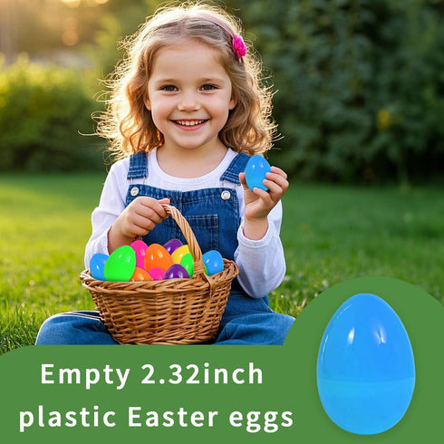 2.3" 24Pcs UOUYOO Empty Easter Eggs Colorful Bright Plastic Easter Eggs for Easter Egg Hunt, Suprise Egg, Easter Hunt