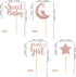 36 PCS Baby Shower Girl Cupcake Toppers, Moon Glitter Star It's a Girl Sweet Baby Gender Reveal Picks, Rose Gold