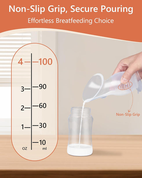 4 HORIGEN Manual Breast Pump for Breastmilk, Ounce BPA-Free & Food Grade, Portable Leak-Proof Lid & Suction Base
