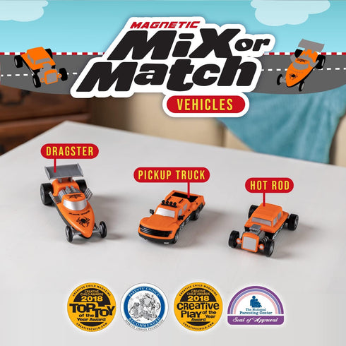 Mix or Match Vehicles, Magnetic Toy Play Set, Race Cars - POPULAR PLAYTHINGS