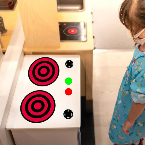 Play Kitchen Decals Stove Cooker Microwave Oven Stickers Vinyl Toy Stove Sticker DIY Replacement Kitchen Stickers Toy