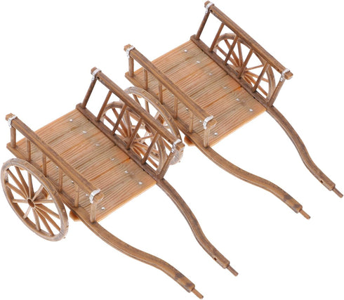 STOBOK 2Pcs Miniature Farming Cart Model Dollhouse Miniature Barrows Simulation Cart Ornaments