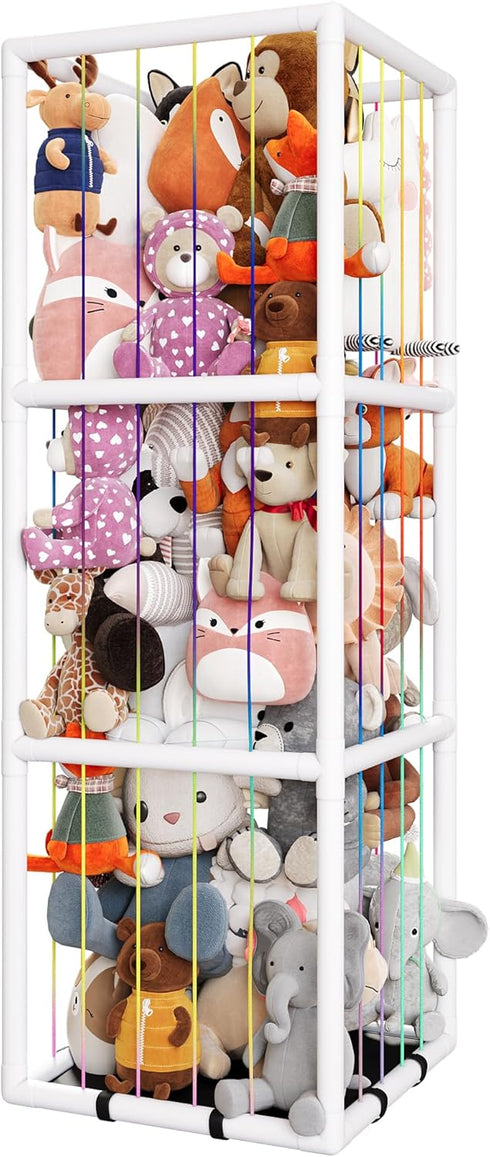 TOLIYY 58" Stuffed Animal Storage Zoo, Tall PVC Tube Stuffed Animal Cage, Extra Large Standing Stuffed Animal