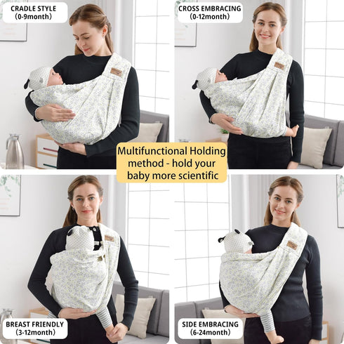 Baby Sling Carrier Newborn, Adjustable Easy Wearing Baby Nursing Warp Sling, New Mom Dad Soft Cotton Baby Front Holder