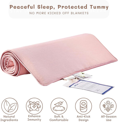 Tummy 47"(L) x16(W), PROMEED Baby Belly Blanket for Sleep Aid with Natural Herbs - Protects Baby from Chills - Soft