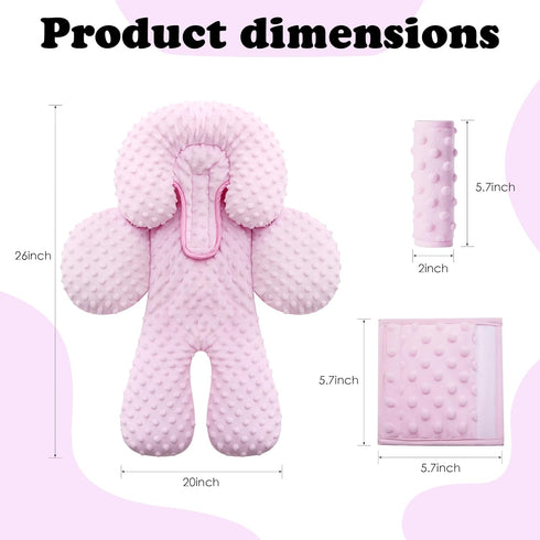 2-in-1 Pro Goleem Infant Car Seat Head Neck Body Support, Ultra-Soft Minky and Microfiber Car Seat Strap Pads, Perfect