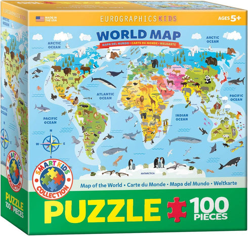 EuroGraphics Illustrated Map of The World 100-Piece Puzzle
