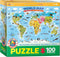 EuroGraphics Illustrated Map of The World 100-Piece Puzzle
