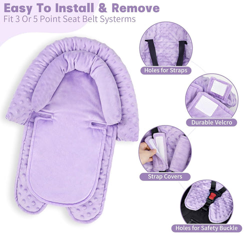 2 Infant Car Seat Insert, HNHUAMING Baby Car Seat Head & Body Support with Strap Pads, Ultra Soft Newborn Preemie