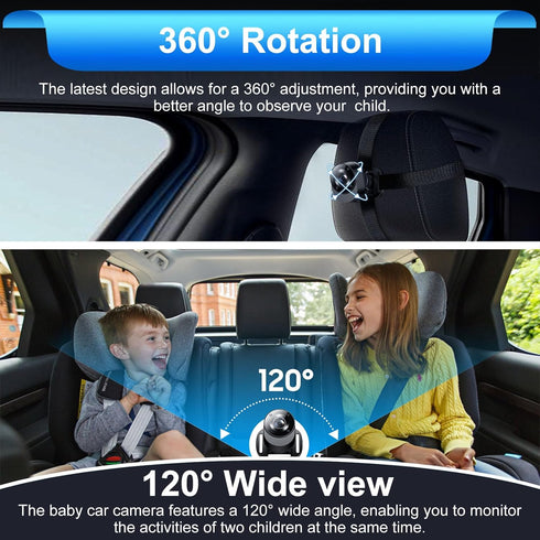 BOEYOS 4.3 inch 1080P Setup, Baby Car Mirror - Baby Car Camera HD - Rear Facing Car Baby Monitor with Night Vision