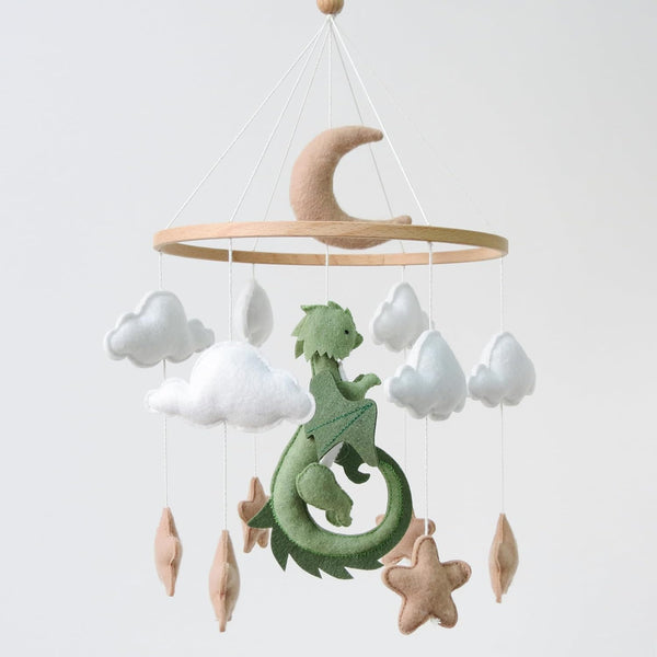 Goukurlsma Dragon Mobile for Crib, Dragon Crib Mobile for Boys, Cloud Mobile for