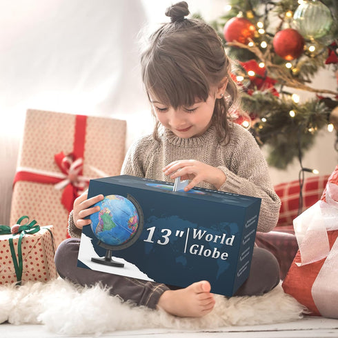 Voxelure 13" Globe for Children & Adults, Interactive World Globe for Kids with Stable Heavy Metal Base, HD Waterproof