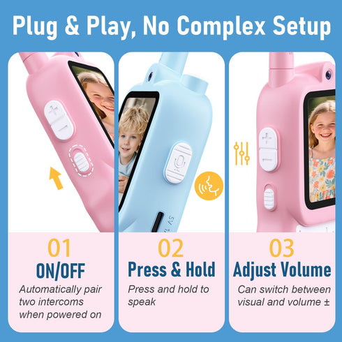 Lapare 2-Way 3 4 5 6 7 8+ Kids Video Walkie Talkies, Rechargeable Walkie Talkies with Screen, HD Real-time Video