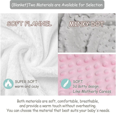 COWSROCK Set 3 Set Personalized Baby Girl Crib Bedding with Name, Floral Nursery Bedding, Piece with Flannel Blanket