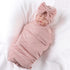 OMUKY Newborn Receiving Blanket, Bow Headband and Beanie Set, Baby Swaddle Wrap for Boys and Girls, Pink