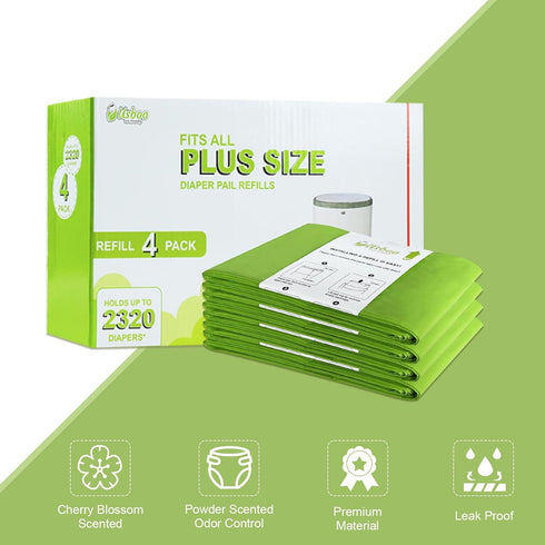 4 Pack 2320 USBOO Refills Compatible with Dekor Plus Diaper Pail | | Disposable Diaper Pail Refill | Extra Thickness |